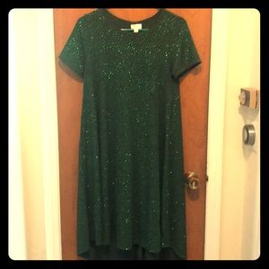 LulaRoe XS Green Glitter Carly